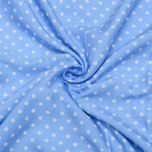 Wiskoza Drukowana Baby Blue Kropki Groszki