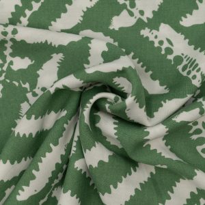 Wiskoza Drukowana Zielone i Biała Abstrakcja