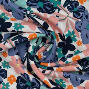 Wiskoza Drukowana Kolorowa Kwiatowa Fantazja
