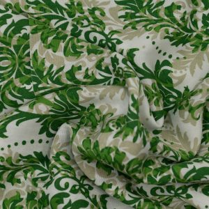 Wiskoza Drukowana Zielony Ornament Kwiatowy
