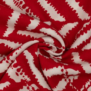 Wiskoza Drukowana Czerwone i Biała Abstrakcja