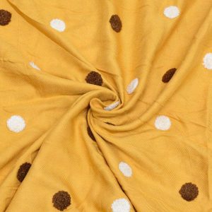 Bawełna Haft Twill Musztarda Yellow