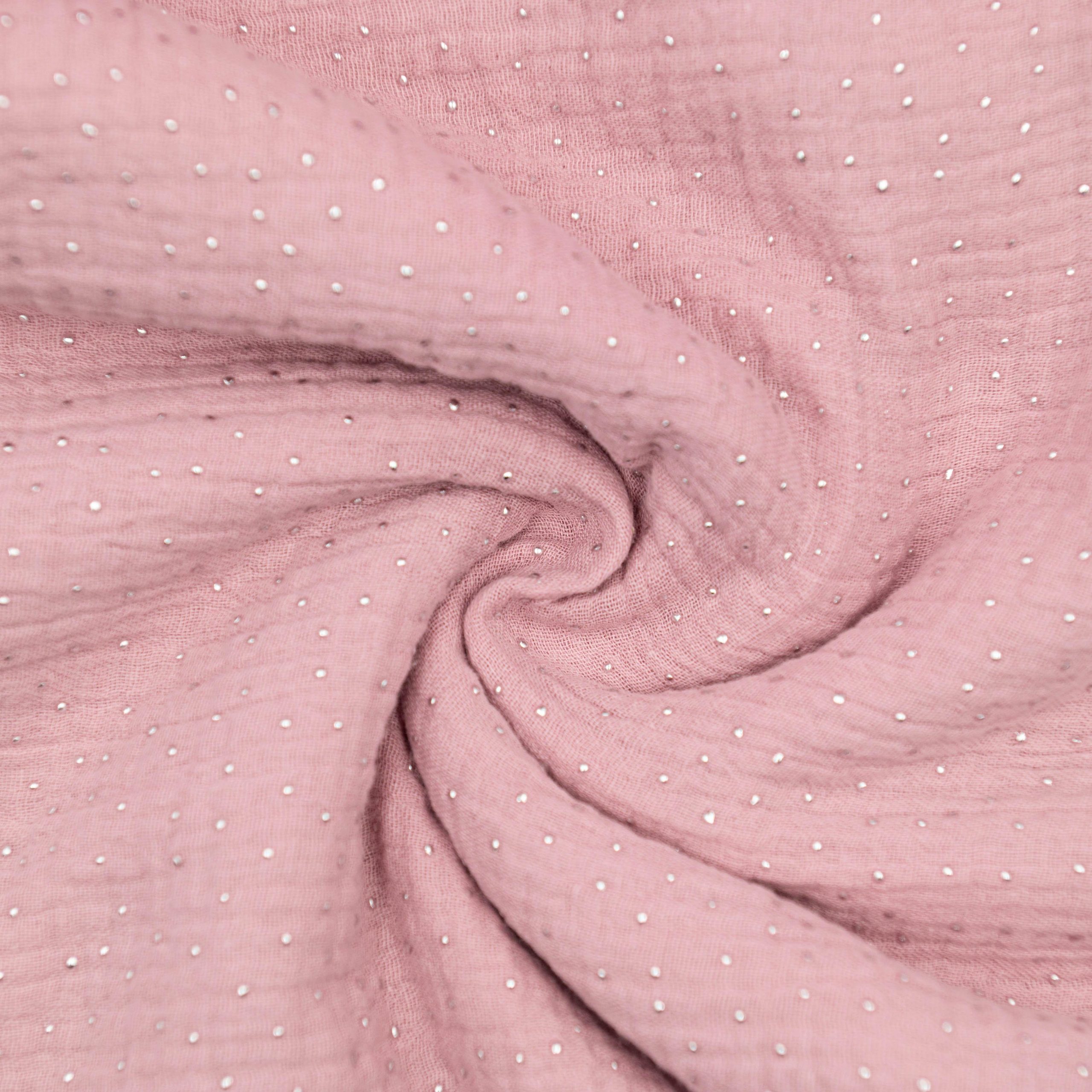 Muslin w Srebrne Kropki Pudrowy róż