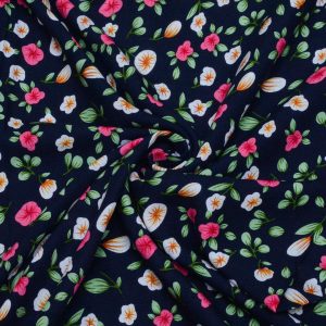 Wiskoza Drukowana Granatowa Kwiatki w Powietrzu Gucci